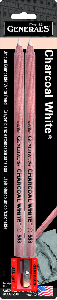 Original Charcoal White Pencil Set, 2 Pack + Sharpener