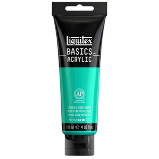 Basics Acrylic 118ml Tube, Metallic Aqua Green