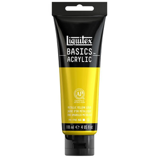 Basics Acrylic 118ml Tube, Metallic Yellow Gold