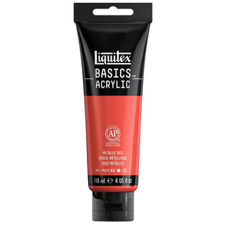 Basics Acrylic 118ml Tube, Metallic Red