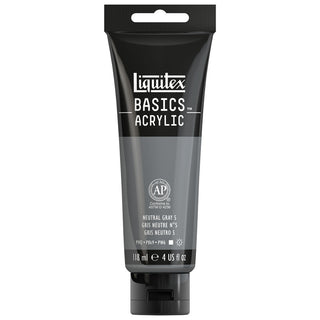 Basics Acrylic 118ml Tube, Neutral Gray Value 5