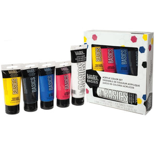 Basics Acrylic Set, 4 x 75ml + 1 x 118ml White - Essentials