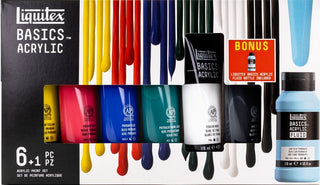 Basics Acrylic Set, 6 x 118ml + 118ml Basics Acrylic Fluid Bottle