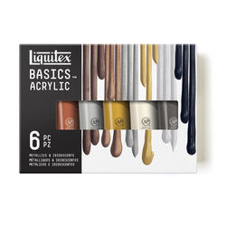 Basics Acrylic Set, 6 x 118ml - Metallics & Iridescents