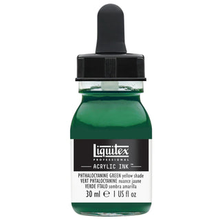 Acrylic Ink 30ml Jar, Phthalocyanine Green Yellow Shade