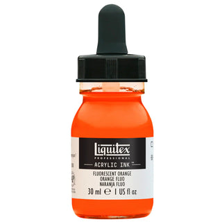 Acrylic Ink 30ml Jar, Fluorescent Orange
