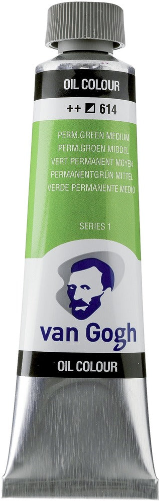 Van Gogh Oil Color Tube, 614 Permanent Green Medium (40ml)