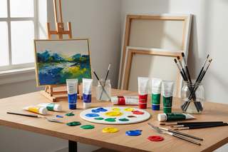 ACRYLIC PAINT IN A CREATIVE SETTING