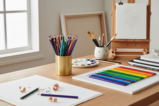 colored pencils in a creative setting